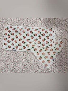 Copper Pearl Bib and Burp Cloth Matching Set Floral